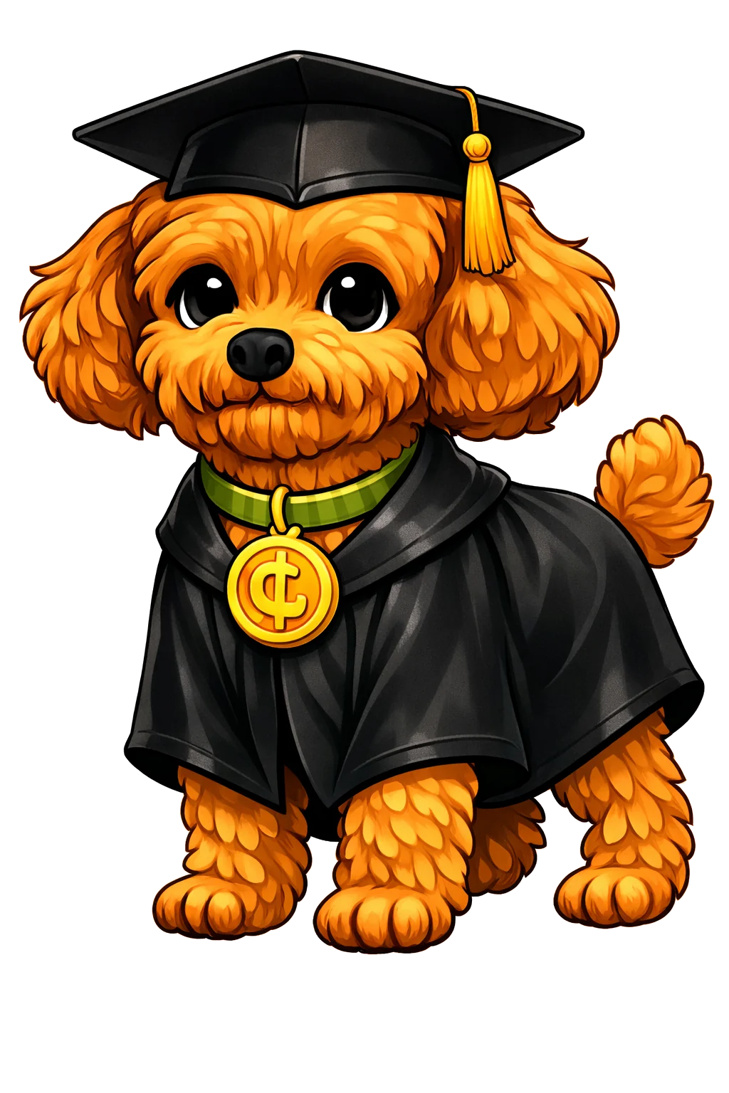 Rally the Finally Makes Cents mascot in graduation cap