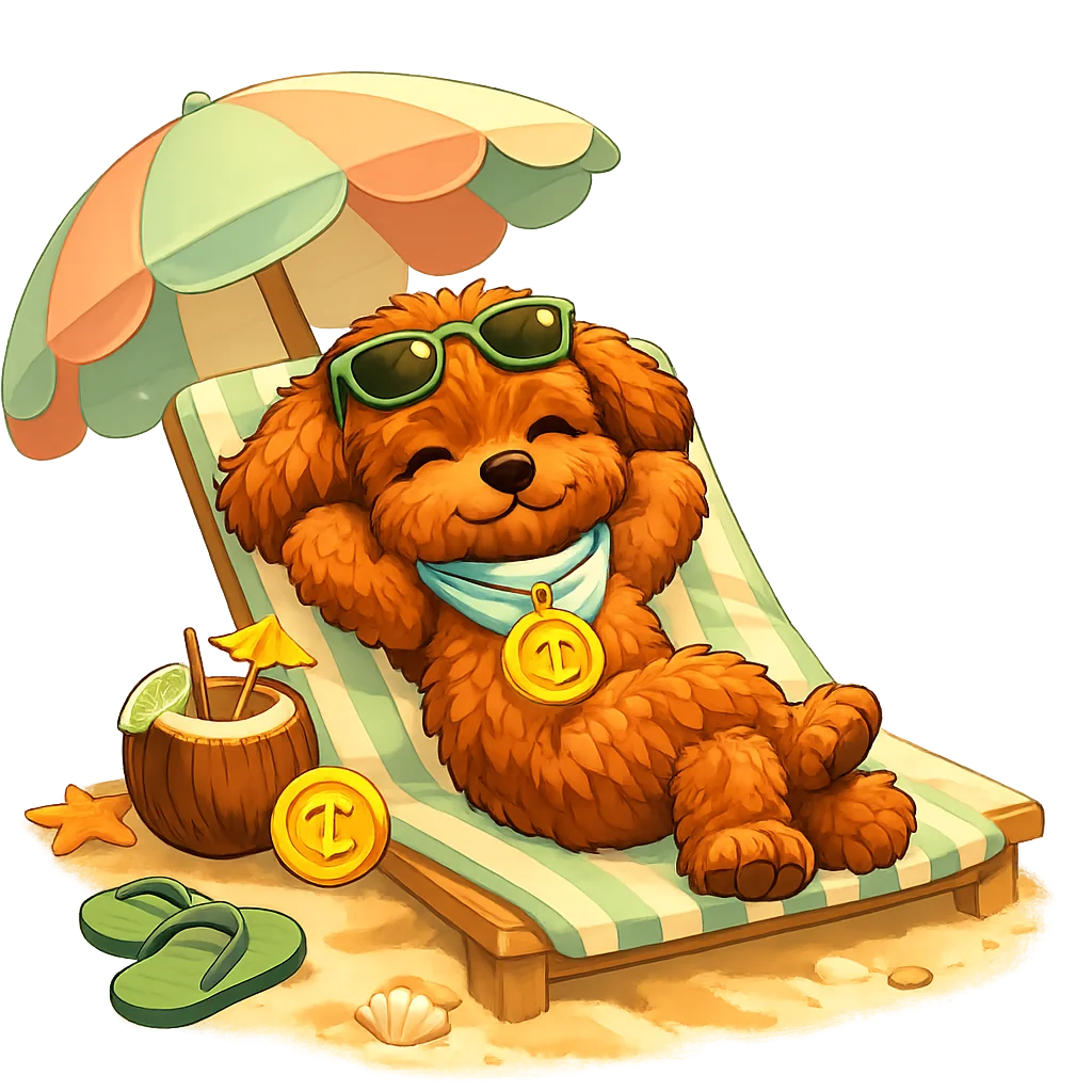 Rally the Finally Makes Cents mascot relaxing